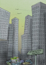 Cartoon: Stadt (small) by Jan Rieckhoff tagged natur,park,erlebnis,zentrum,pflanzen,flora,botanisch,garten,eden,paradies,blumen,bäume,grün,dschungel,wald,ökosystem,umwelt,schutz,bewahrung,pflege,schöpfung,stadt,city,downtown,metropole,millionenstadt,großstadt,häuser,hochhäuser,skyscraper,wolkenkratzer,wohnturm,enge,schmutz,partikel,dreck,staub,feinstaub,luft,verschmutzung,verpestung,abgase,autos,verkehr,leben,menschen,fülle,überfüllung,überbevölkerung,einwohner,witz,cartoon,comic,karikatur,jan,rieckhoff