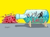 Cartoon: Ganz schöne Welle (small) by RABE tagged corona,bundländerkonferenz,merkel,kanzleramt,lockerungen,stufenplan,öffnungen,lockdown,shutdown,baumärkte,impfdosen,rki,fallzahlen,inzidenzwert,spahn,impfzentren,impfreihenfolge,notbremse,welle,pandemiewelle,schiff,schiffbrüchiger,buddel,buddelschiff,impfpriorität
