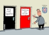 Cartoon: Tür an Tür mit Sahra (small) by RABE tagged wahl,wahlomat,wahlkämpfer,europawahl,landtagswahl,wähler,wahlplakate,rabe,ralf,böhme,cartoon,karikatur,pressezeichnung,farbcartoon,tagescartoon,briefwahl,briefwähler,stimmzettel,brief,briefkuvert,landtag,thüringen,bodo,ramelow,opposition,bsw,bündnis,sahra,wagenknecht,tür,klingel,koalition,wahlergebnis,linke