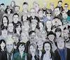 Cartoon: International Workshop (small) by menekse cam tagged kusadasi,international,painting,workshop,acrylic,work,caricature,menekse,cam,canvas,mehmet,nuri,gocen