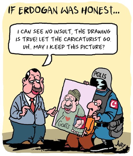Cartoon: Honesty (medium) by Karsten Schley tagged erdogan,turkey,france,caricatures,press,media,politics,democracy,erdogan,turkey,france,caricatures,press,media,politics,democracy