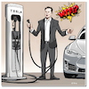 Cartoon: Blackout (small) by A Human tagged trump musk usa ladeinfrastruktur elektromobilität biden nevi tesla ladesäulen dollar strom charging electromobility
