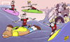 Cartoon: Germany crush Brazil dreams (small) by omomani tagged andre,schurrle,brazil,david,luiz,fernandinho,fred,germany,hulk,julio,cesar,klose,marcelo,ronaldo,scolari,thomas,muller,toni,kroos,world,cup,2014