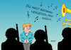 Cartoon: Großer Zapfenstreich (small) by Erl tagged politik,bundeskanzlerin,angela,merkel,amtszeit,ende,verabschiedung,großer,zapfenstreich,bundeswehr,musik,wunsch,du,hast,den,farbfilm,vergessen,nina,hagen,bilanz,reformen,verschlafen,reformstau,karikatur,erl