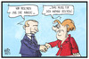 Cartoon: Merkel und Putin (small) by Kostas Koufogiorgos tagged karikatur,koufogiorgos,illustration,cartoon,merkel,putin,handschlag,beziehung,staatsbesuch,russland,deutschland