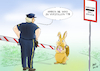 Cartoon: Schwierige Zeiten... (small) by Ago tagged ostern,osterhase,eier,zollkontrolle,handelskrieg,strafzölle,einfuhrzölle,donald,trump,usa,wirtschaft,politik,karikatur,cartoon,pressezeichnung,illustration,ago,agostino,natale